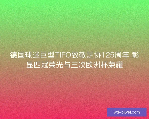 德国球迷巨型TIFO致敬足协125周年 彰显四冠荣光与三次欧洲杯荣耀